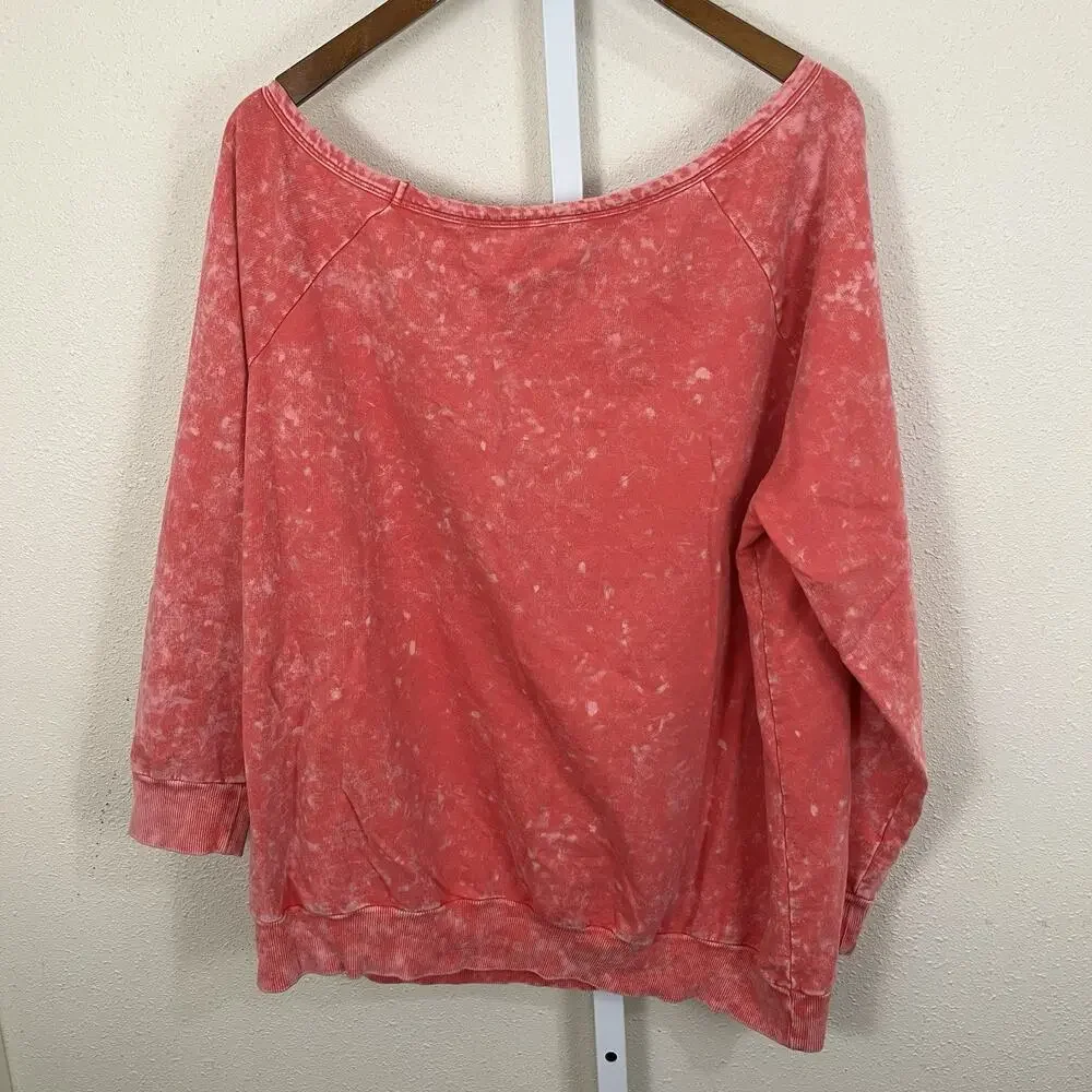 Torrid Active Mineral Wash Off Shoulder Sweatshirt Shorts Set Plus 2X Pink